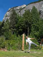 Slacklining with the Chief in the background. (Category:  Rock Climbing)