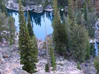 View of our bivy site and Saddleback Lake from a few hundred feet above. (Category:  Rock Climbing)