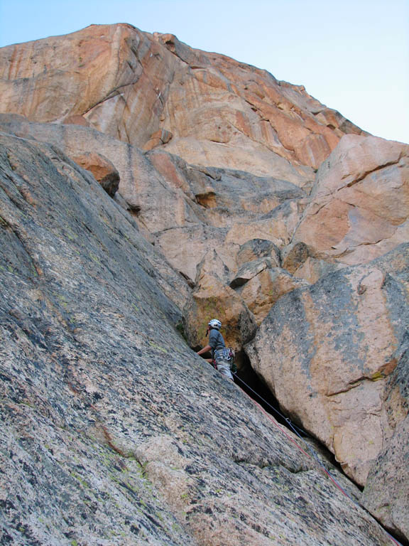 Guy leading p1 of The Seagull. (Category:  Rock Climbing)