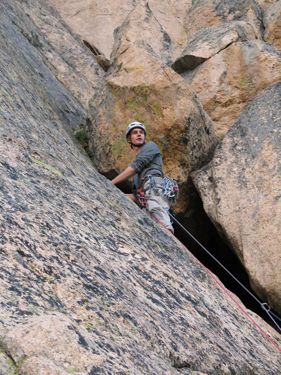 Guy leading p1 of The Seagull. (Category:  Rock Climbing)