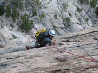 Guy following p3 of Mountaineer's Route. (Category:  Rock Climbing)