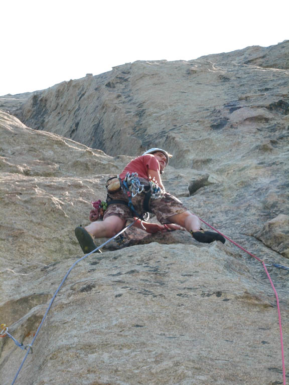 Guy leading Batwings. (Category:  Rock Climbing)