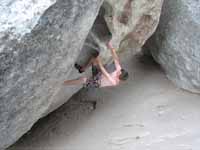 Guy bouldering at the base of Elephant Rock. (Category:  Rock Climbing)