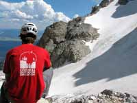 Guy at the lower saddle after caching our climbing gear. (Category:  Rock Climbing)