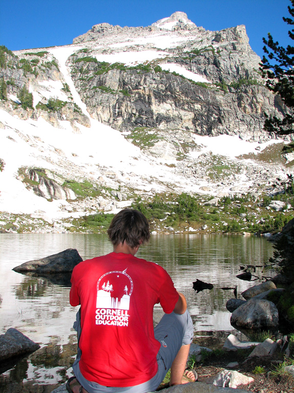 COE Advertisement.  Guy at Amphitheater Lake. (Category:  Rock Climbing)