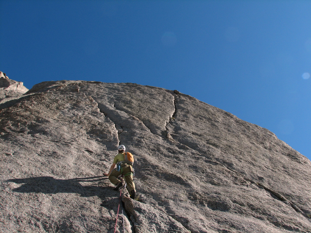 Leading K-Crack. (Category:  Rock Climbing)