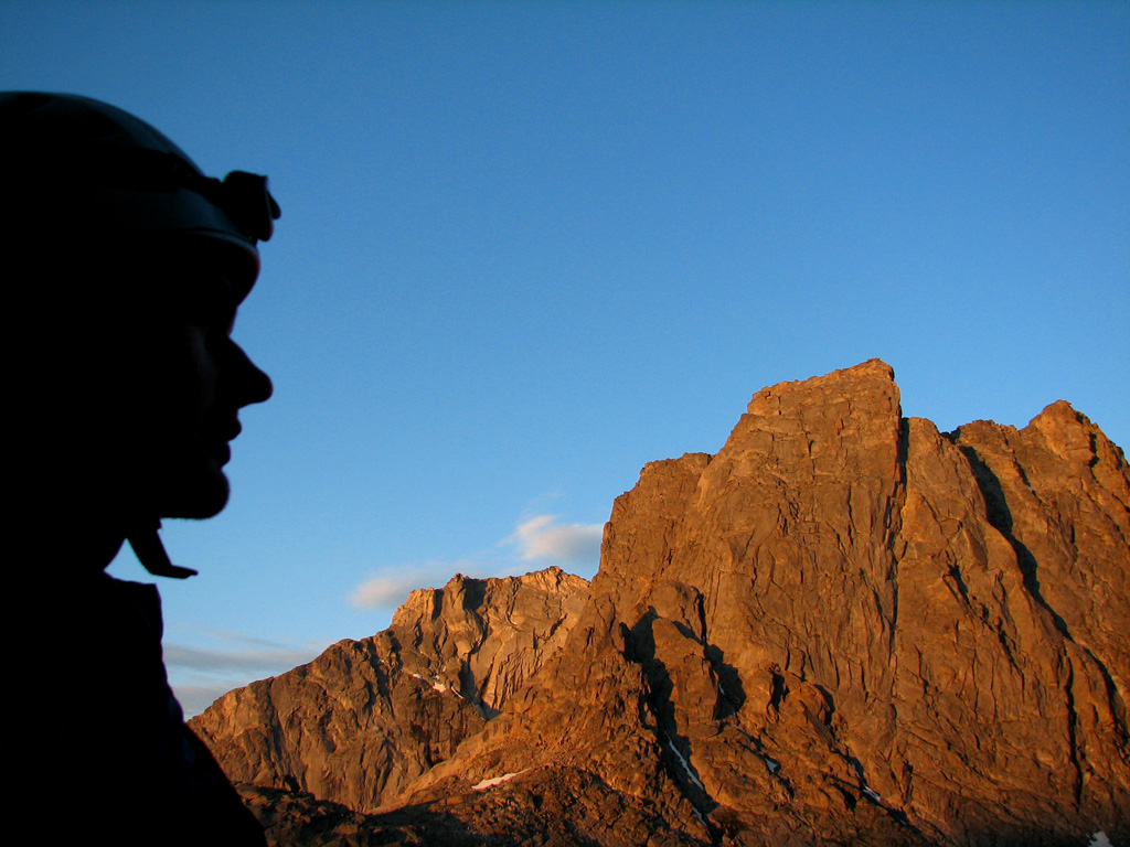 Sunrise in the Cirque of the Towers the morning we climbed Wolf's Head. (Category:  Rock Climbing)