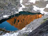 Morning light reflected in Cirque Lake. (Category:  Rock Climbing)