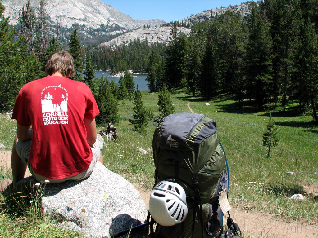 Guy taking a short break at Big Sandy Lake after 5.5 miles of hiking. (Category:  Rock Climbing)