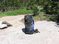 Fully loaded pack at our Haystack campsite. (Category:  Rock Climbing)