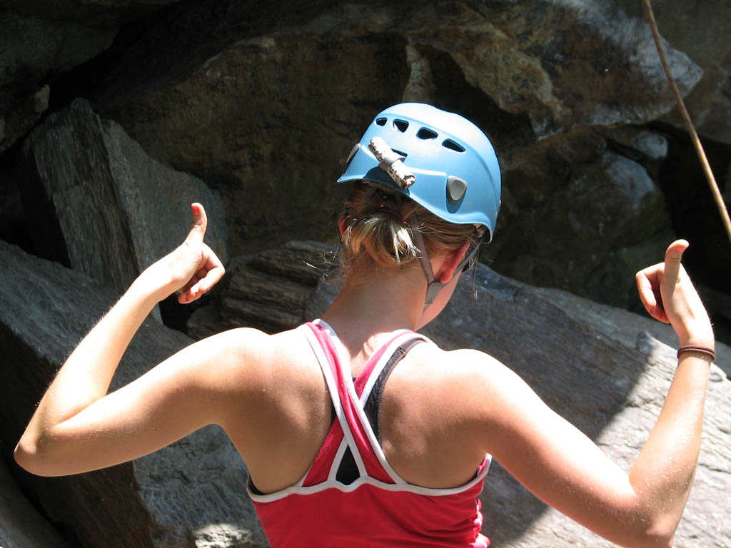 Beth's newest stick. (Category:  Rock Climbing)