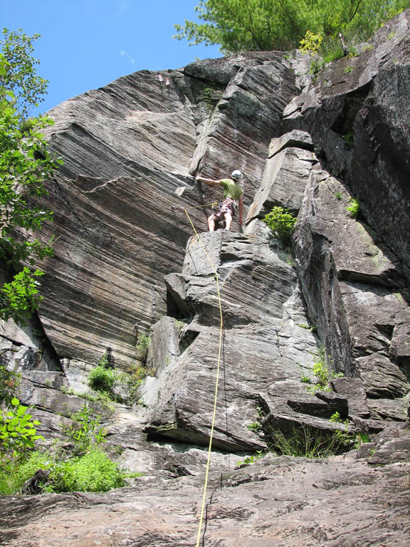 Guy leading Drilling for Dollars. (Category:  Rock Climbing)