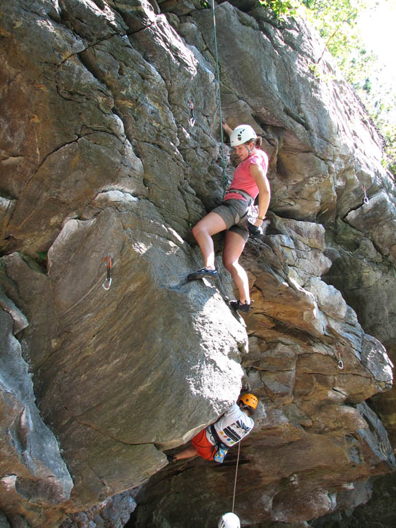 Rachel on Yoda, Jess on Obi Wan Ryobi. (Category:  Rock Climbing)