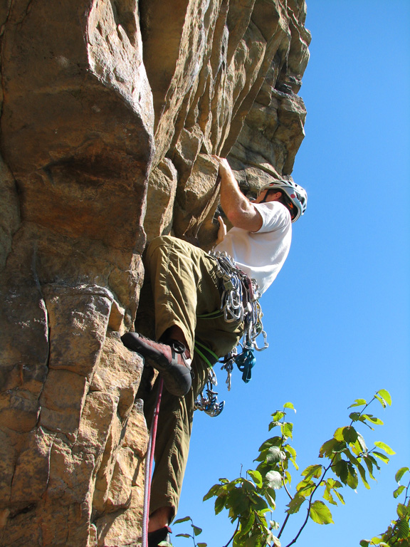Leading the second pitch of Son of Easy O. (Category:  Rock Climbing)