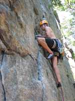 Mike leading Drunkard's Delight. (Category:  Rock Climbing)