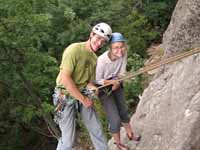 Me and Emily rappelling down Madame G's. (Category:  Rock Climbing)