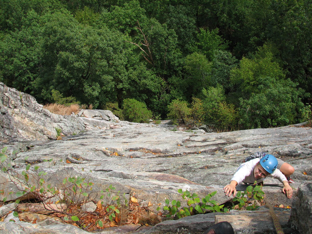 Emily reaching the second belay on Beginner's Delight. (Category:  Rock Climbing)