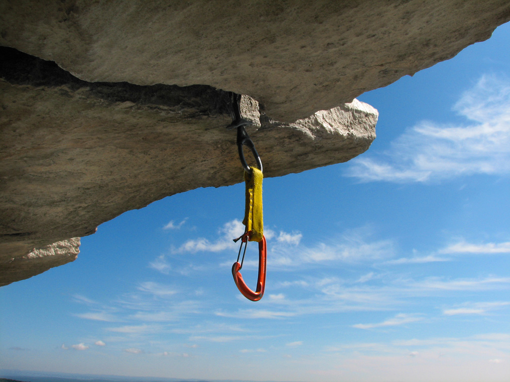 #2 Camalot ready to protect Shockley's Ceiling. (Category:  Rock Climbing)