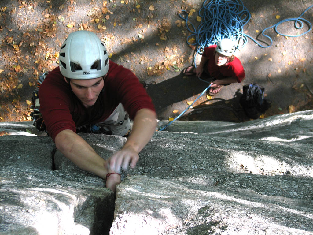 Guy leading Laurel. (Category:  Rock Climbing)