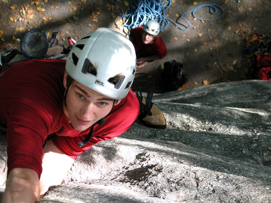 Guy leading Laurel. (Category:  Rock Climbing)