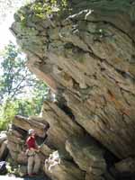 Good view of how far the climb overhangs. (Category:  Rock Climbing)