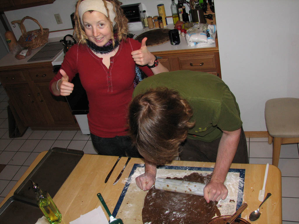 Beth and Mike rolling the dough. (Category:  Party)