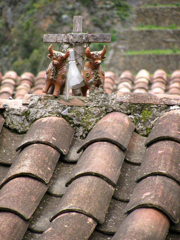These idols were on every roof in Ollantaytambo. (Category:  Travel)
