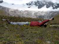 Doing my physical therapy at 15,100' in the Cordillera Blanca. (Category:  Travel)