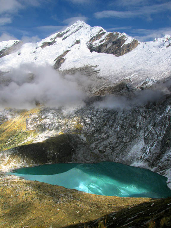 Taulliraju and Lake Taullicocha seen from near Punta Union pass. (Category:  Travel)