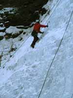 I did a one arm ascent using Alex's leashless tools.  Only using my right arm and swapping tools with each swing. (Category:  Ice Climbing)