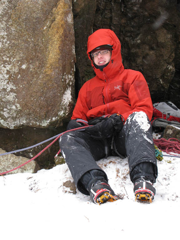 Mike belaying. (Category:  Ice Climbing)