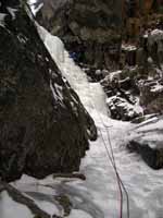 Guy leading the second pitch. (Category:  Ice Climbing)
