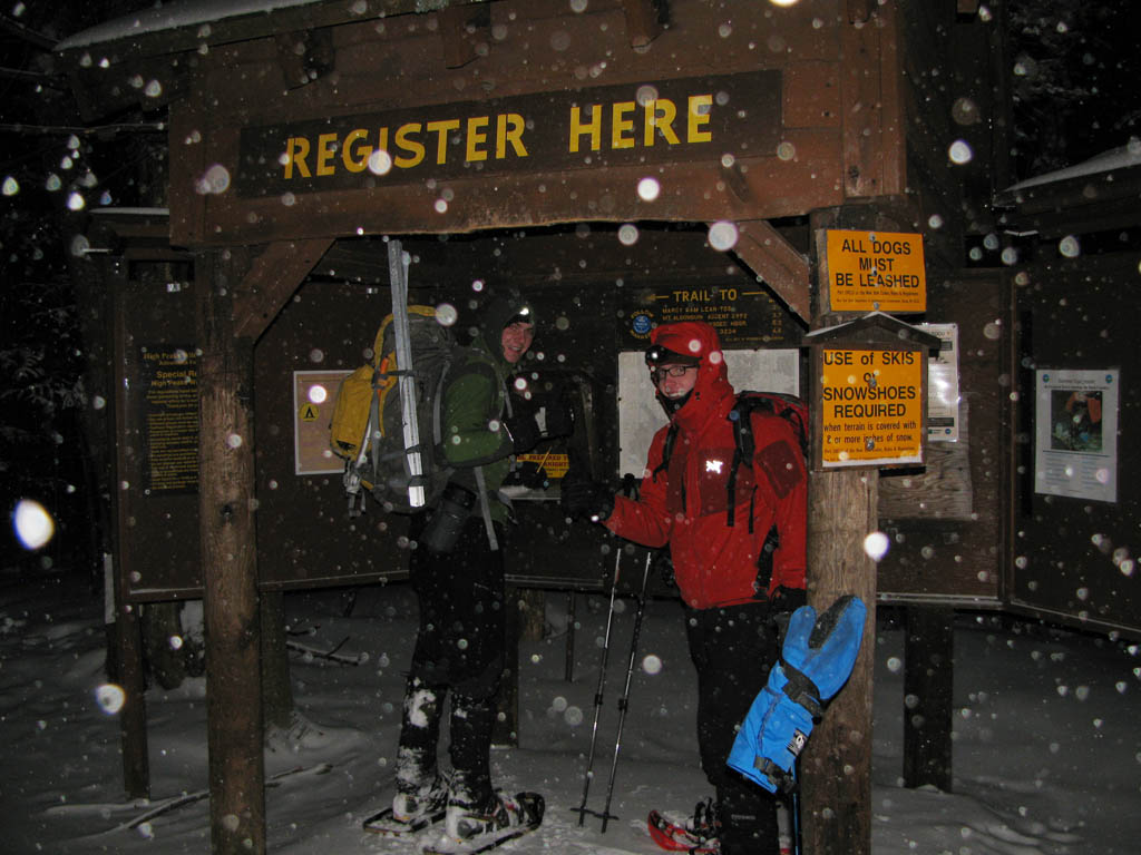 Registering at the trailhead. (Category:  Ice Climbing)