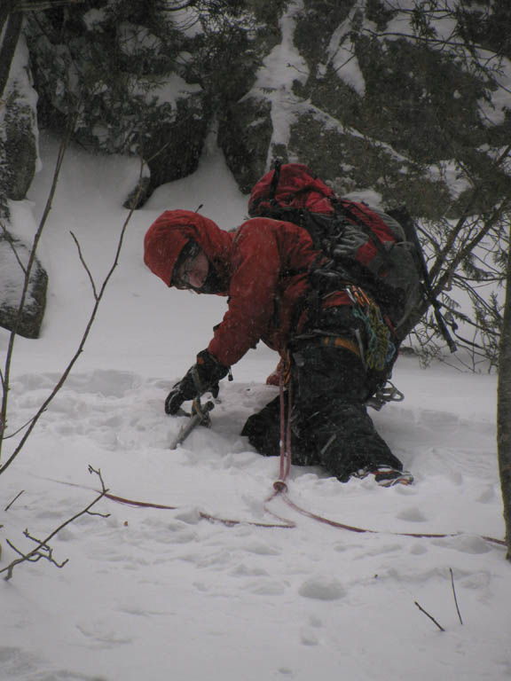 Mike tied into the middle of the rope. (Category:  Ice Climbing)