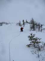 Snow slogging on the upper slabs. (Category:  Ice Climbing)