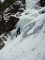 Guy starting up Chouinard's. (Category:  Ice Climbing)