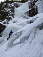 Guy starting up Chouinard's. (Category:  Ice Climbing)