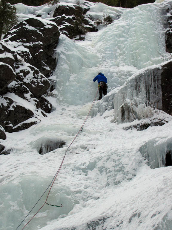 Guy at the start of the vertical section. (Category:  Ice Climbing)