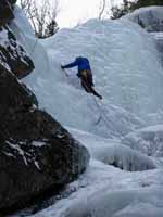 Nearly finished with the first pitch. (Category:  Ice Climbing)