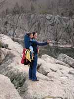 Johari and Rachel on the Billy Goat Trail.  The entire trail is 6.5 miles round trip with some class 2 scrambling in the middle. (Category:  Camping)