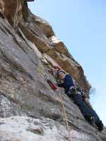 Just below the crux of Shockley's Ceiling. (Category:  Rock Climbing)