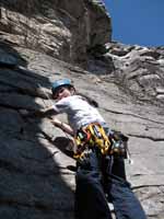 Melissa following the first pitch of Andrew. (Category:  Rock Climbing)