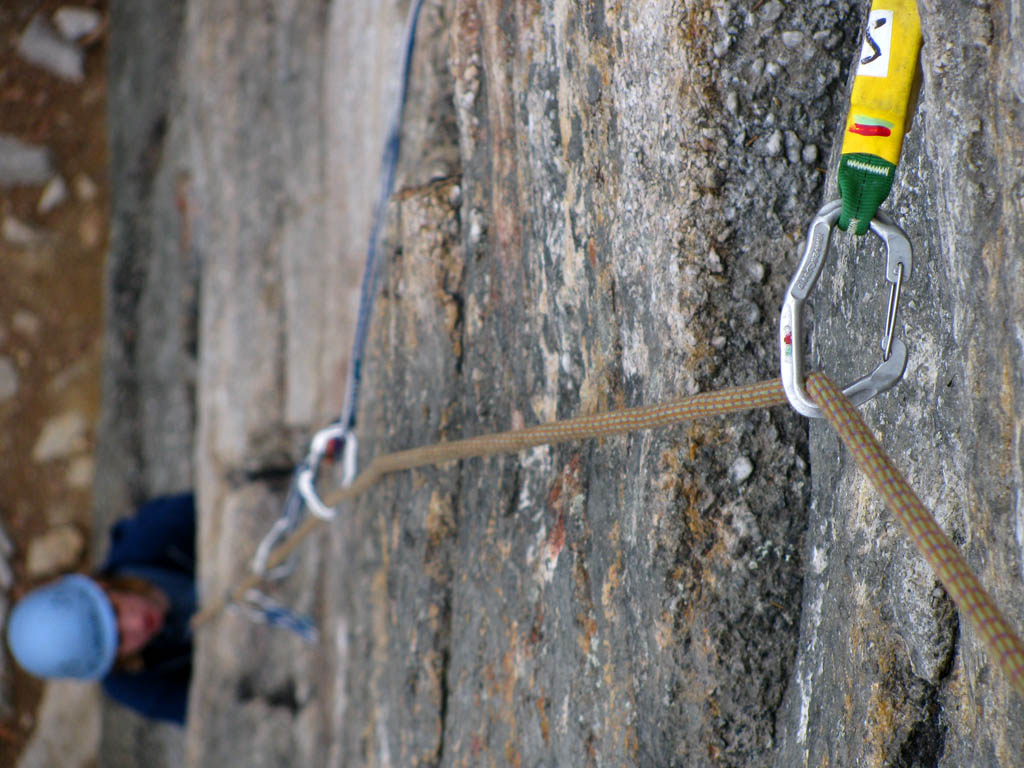 Amy following the first pitch of Frog's Head. (Category:  Rock Climbing)