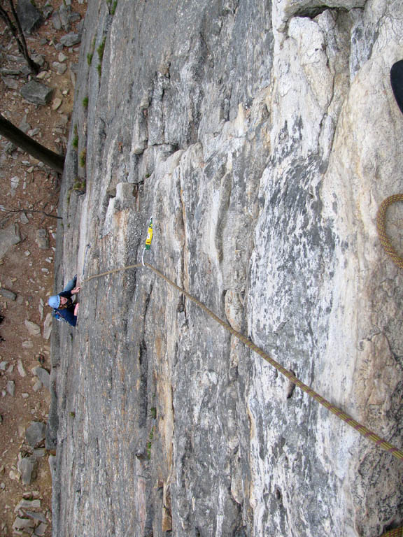 Amy following the first pitch of Frog's Head. (Category:  Rock Climbing)