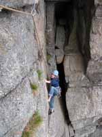 Amy climbing RMC. (Category:  Rock Climbing)