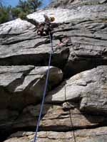 Katie leading Belly Roll. (Category:  Rock Climbing)