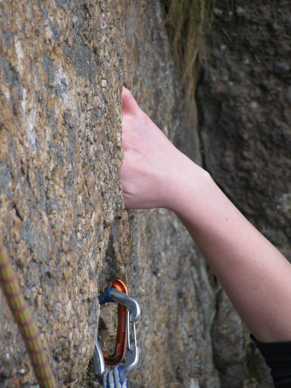 Nice hand jam! (Category:  Rock Climbing)