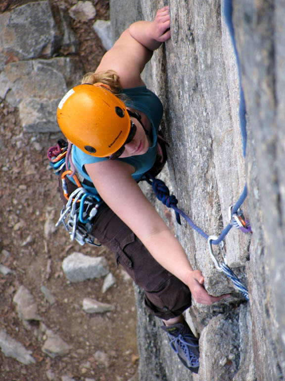 Katie following Frog's Head. (Category:  Rock Climbing)