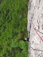 Guy following p1 of West Pole. (Category:  Rock Climbing)