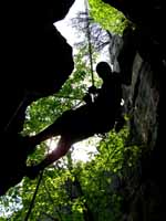 Guy coming down from Belly of the Whale. (Category:  Rock Climbing)